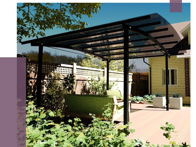 Навесы для террасы в Обнинске от 12941 руб. под ключ | ПРОЛЁТ-Бнн