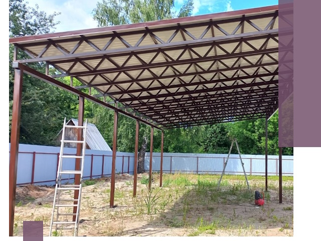 Односкатные навесы под ключ в Обнинске — изготовление и монтаж